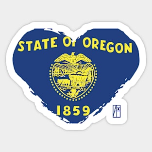 U.S. State - I Love Oregon - Oregon Flag Sticker